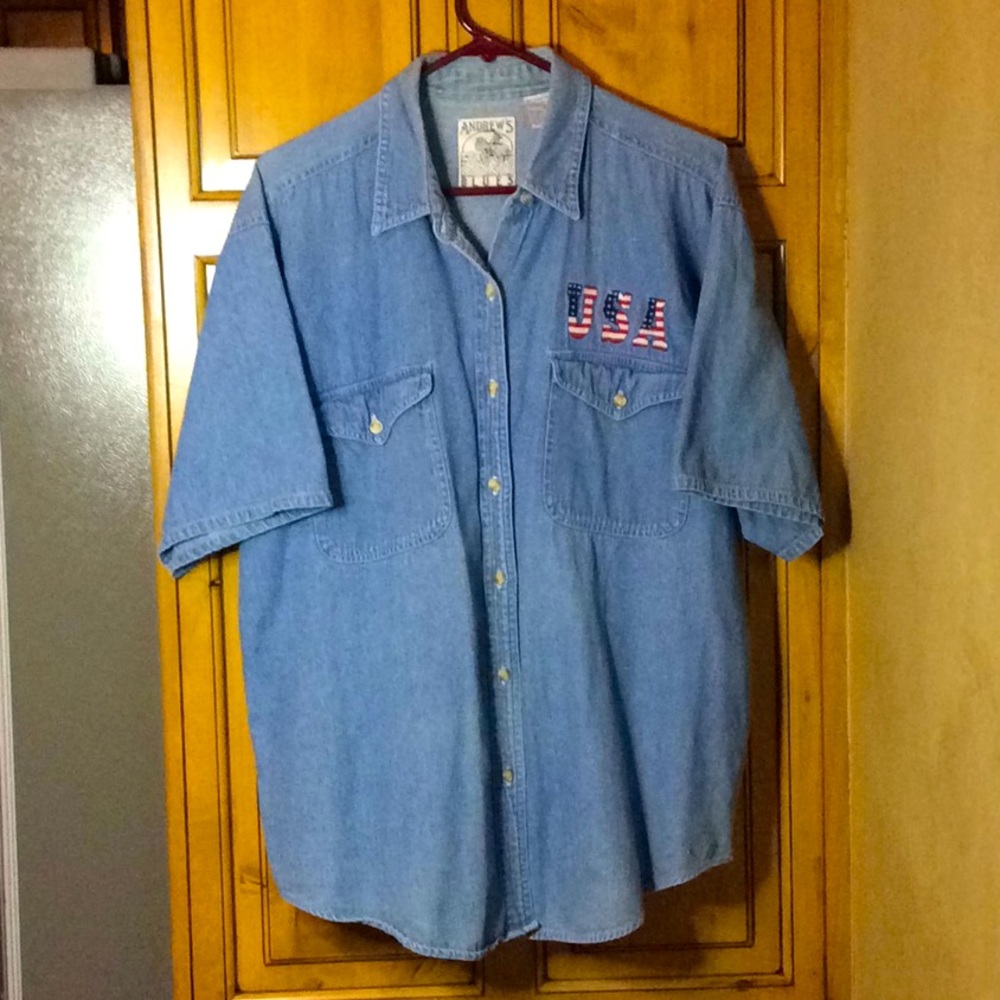 FINAL SALE PRICE Andrews Blues SS Denim USA Shirt in Size 1X